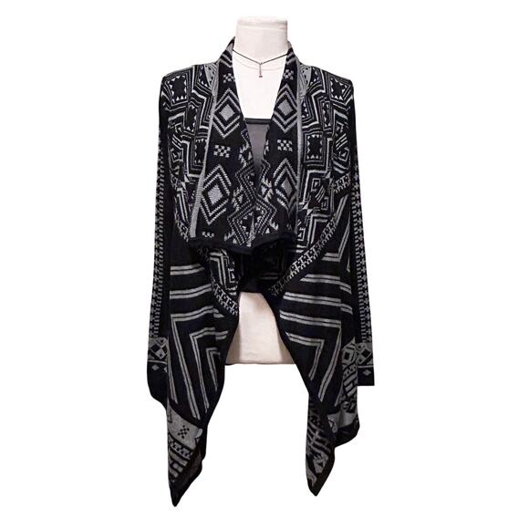 Everly Jackets & Blazers - Everly Open Cascade Black and White Aztec Cardigan, Size Small